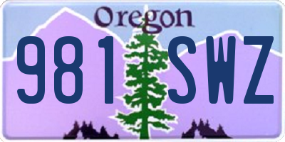 OR license plate 981SWZ