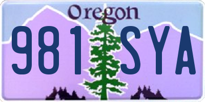 OR license plate 981SYA