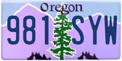 OR license plate 981SYW