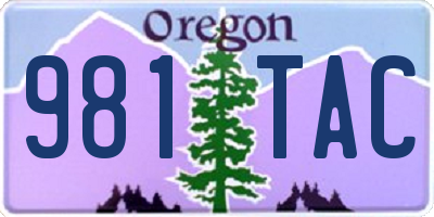 OR license plate 981TAC