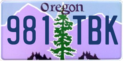 OR license plate 981TBK