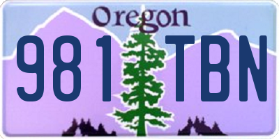 OR license plate 981TBN