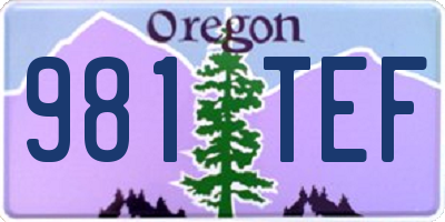 OR license plate 981TEF