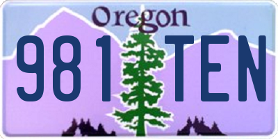 OR license plate 981TEN