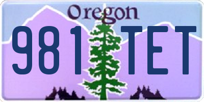 OR license plate 981TET