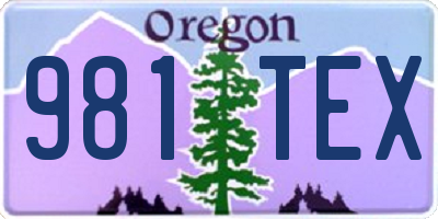 OR license plate 981TEX