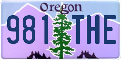 OR license plate 981THE