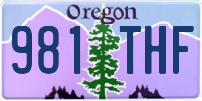 OR license plate 981THF