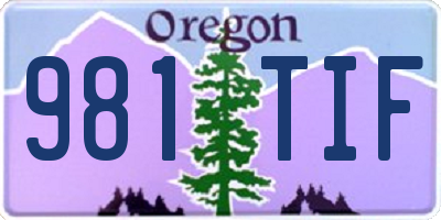 OR license plate 981TIF
