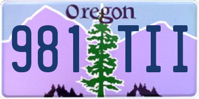 OR license plate 981TII