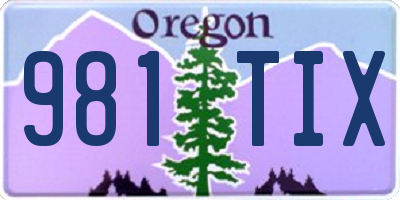 OR license plate 981TIX