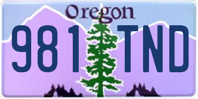 OR license plate 981TND