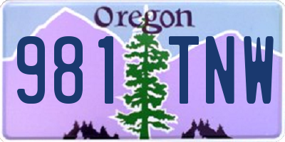 OR license plate 981TNW