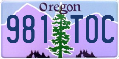 OR license plate 981TOC