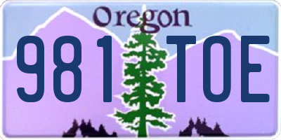 OR license plate 981TOE