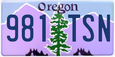 OR license plate 981TSN