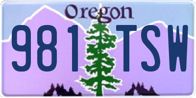 OR license plate 981TSW