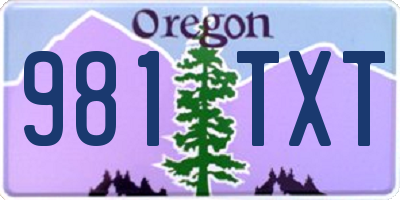 OR license plate 981TXT