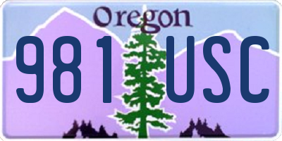 OR license plate 981USC