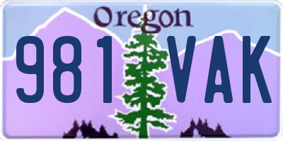 OR license plate 981VAK