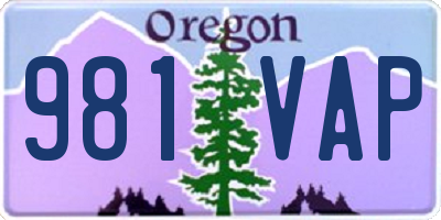 OR license plate 981VAP