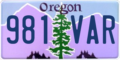 OR license plate 981VAR