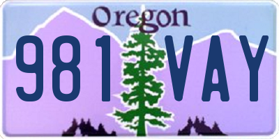 OR license plate 981VAY