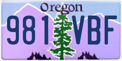 OR license plate 981VBF