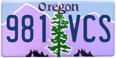 OR license plate 981VCS