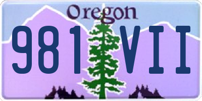 OR license plate 981VII