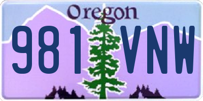 OR license plate 981VNW
