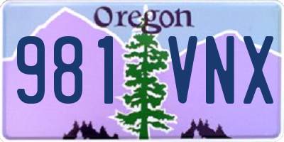 OR license plate 981VNX