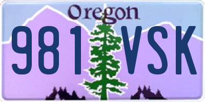 OR license plate 981VSK