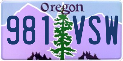 OR license plate 981VSW