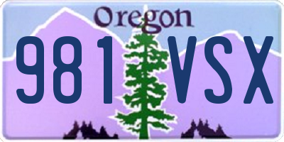 OR license plate 981VSX