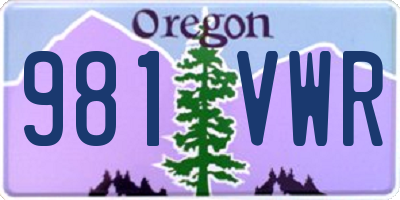 OR license plate 981VWR
