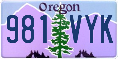 OR license plate 981VYK