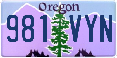OR license plate 981VYN