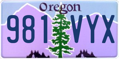 OR license plate 981VYX
