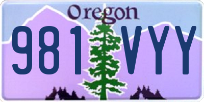 OR license plate 981VYY