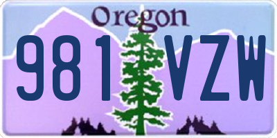 OR license plate 981VZW