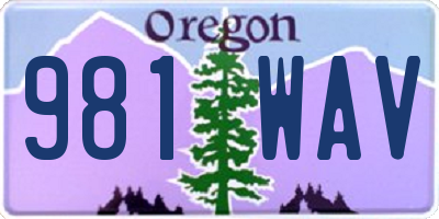 OR license plate 981WAV