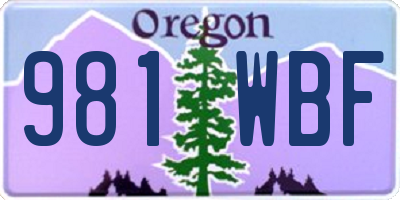 OR license plate 981WBF