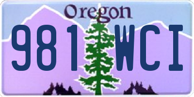 OR license plate 981WCI