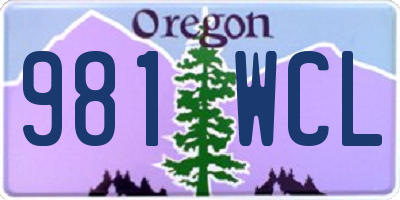 OR license plate 981WCL