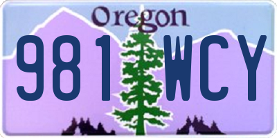 OR license plate 981WCY