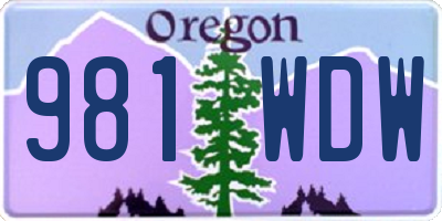 OR license plate 981WDW