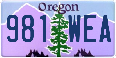 OR license plate 981WEA