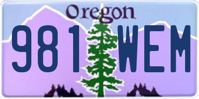 OR license plate 981WEM