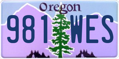 OR license plate 981WES